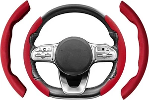 14.5-15'' Alcantara Suede Leather Red Steering Wheel Cover Non-Slip Universal - Bild 1 von 7