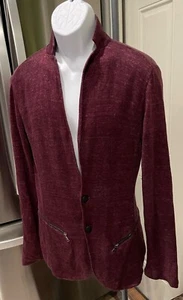 John Varvatos Linen Cardigan with Zip Pockets-Cranberry-Small - Picture 1 of 11