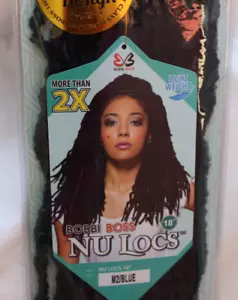 BOBBI BOSS M2/BLUE NU LOCS 18” CROCHET INTERLOCKING PRE-MADE LOOP BRAID - Picture 1 of 4