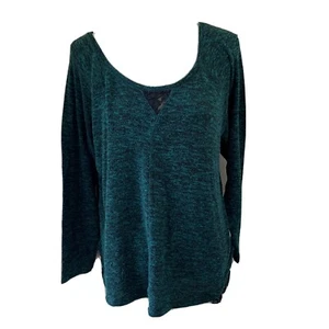 Lane Bryant Damengröße 14 16 grün schwarz Spitzenpullover dünner Knoten Oberteil Pullover - Bild 1 von 9