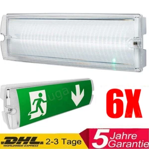 6x luce di emergenza uscita di emergenza Exit Sign luce di via di fuga LED luce di emergenza batteria via di fuga - Foto 1 di 14