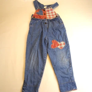 Rachels Kids Overalls Jean Denim Patchwork Size 5 100% Cotton - Picture 1 of 11