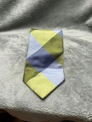 IZOD Mens Green 100% Silk Necktie Gray Check Striped Classic Width Work - Image 1 of 4