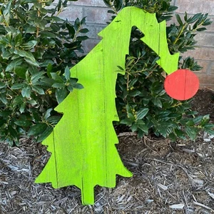 Merry Grinchmas Rustic Farmhouse Hanging Tree Indoor/Outdoor Christmas Decor - Picture 1 of 11