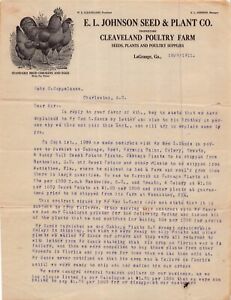 LaGRANGE GA~E L JOHNSON SEED & PLANT-CLEAVELAND POULTRY FARM-1911 LETTER 2 PGS