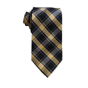 CHAPS Ralph Lauren 100% Silk Jacquard Paisley Tie Black Yellow Handmade New - Picture 1 of 9