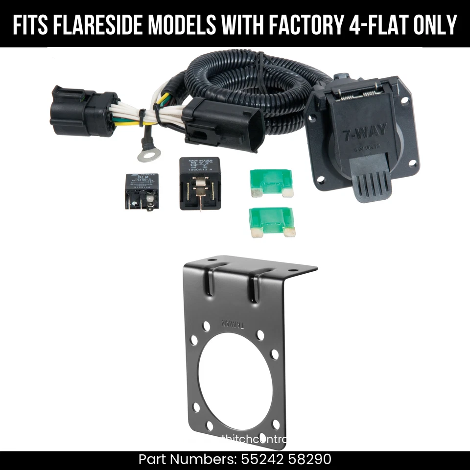 For 1997 Ford F350 7 Pin Trailer Wiring Plug Fit Flareside w/ OE 4Way Curt Wire - Image 1 of 1