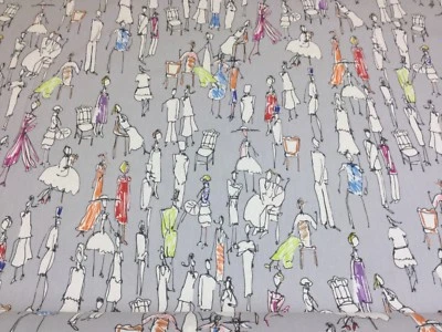 EDINBURGH WEAVERS Edingburgh Weavers PEOPLE - grauer Baumwollstoff, Polster/Vorhänge/Kissen.