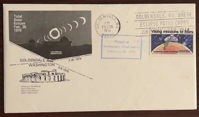 RARE 1979 WASHINGTON COVER POSTED AT GOLDENDALE OBSERVATORY TOTAL SOLAR ECLIPSE - Image 1 of 3