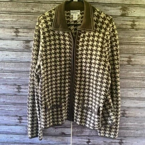 Pendleton Damen Full-Zip Langarm Pullover Gr. L Hahnentritt Taschen - Bild 1 von 8