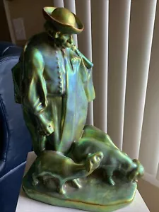 Zsolnay Eosin Hirte Statue Keramik signiert Laszo Beszedes Top of Base - selten - Bild 1 von 17