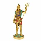Brass Lord Shiva Shiv Standing With Trishul Sculpture Figurine Idol Statue 18"