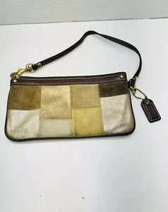 Coach Metallic Gold Leather Wristlet - Picture 1 of 4