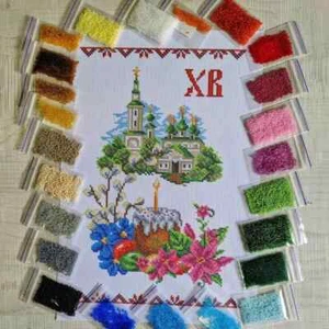Bead embroidery.Diagram.Bead cross stitch kit.NPRD-05 Easter towel. - Picture 1 of 2