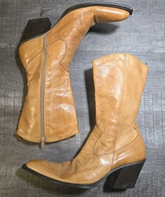 Botas de Vaquera Colin Stuart Marrón Claro 165133-021 ***LEER*** Talla 6.5 Cremallera Lateral Foto 1 de 4