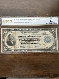 1918 2 battleship Federal Reserve Note Boston Pmg12 - Picture 1 of 2