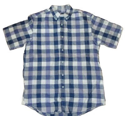 Club Room Mens Pale Grape Check M S/S  Button Down Linen/Cotton Shirt NWT NICE - Image 1 of 4