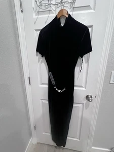 Vintage 80s/90's Victoria Stephens Black Goth Velour Velvet Jumpsuit 14 - Picture 1 of 4