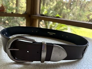 VTG Corset Belt Women Large Faux Leather Brown Silver Conchos Buckle, Band & Tip - Picture 1 of 11