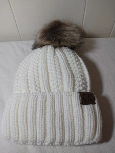 C.C. Cappello berretto con cappuccio teschio foderato in pile pelliccia sintetica a maglia con cavo spesso - Foto 1 di 6