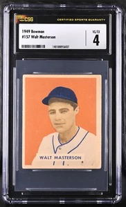 1949 Bowman #157 Walt Masterson Washington Senators - Rookie - Hi# - CSG 4 VG/Ex - Picture 1 of 2