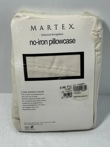 Vintage NOS Sealed Martex Pillowcase Beige No-Iron King 200 Threads Bed USA - Picture 1 of 8
