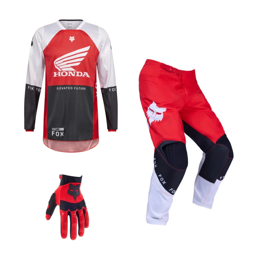 Fox MX Combo Hose Shirt 180 HONDA rot Motocross Set Dirtpaw Handschuhe Endu - Bild 1 von 4