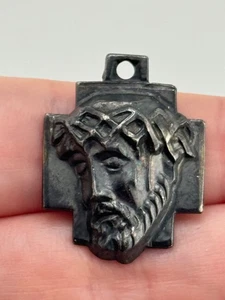 Vintage Kapelle signiert Sterling Silber Jesus Christus Kreuz Medaille - Bild 1 von 11