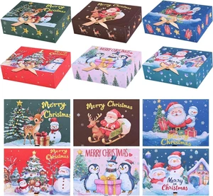 12 Pezzi Scatole Regalo Natalizie Con Coperchio, 27CM X 20CM X 8CM Scatola Regal - Foto 1 di 12