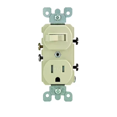 15 Amp Tamper-Resistant Combination Switch and Outlet, Ivory T5225-IS - Image 1 of 4