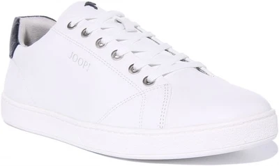 Joop Cortina Fino Hombre Cuero Casual Zapatillas En Blanco Negro Talla UK 8-11 - Imagen 1 de 4