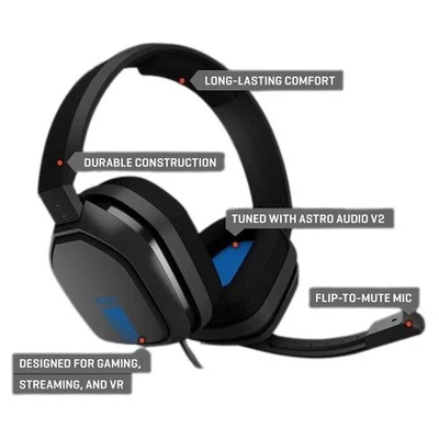 Astro Gaming A10 Wired Stereo Gaming Headset for PlayStation 4/5-PC Blue/Black - Image 1 of 4