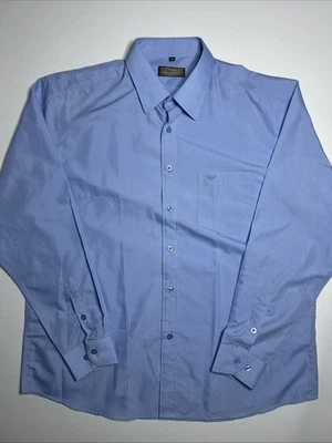 Giorgio Armani Shirt Men 44 Blue Button Down Le Collezioni Woven Preppy Career - Image 1 of 4