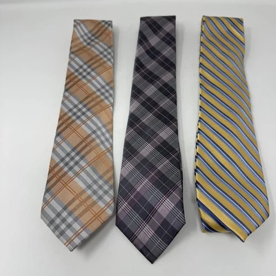 Lote 3 Corbatas Calvin Klein Croft & Barrow Para Hombre Talla Única Vestido a Cuadros Rayas Foto 1 de 4