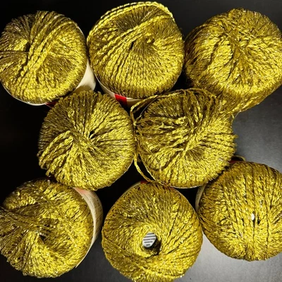 Винтажная пряжа GIANNI VERSACE 8 мотков «Золотой металлический блеск» вискоза 109 ярдов - новый из старых запасов - Изображение 1 из 4