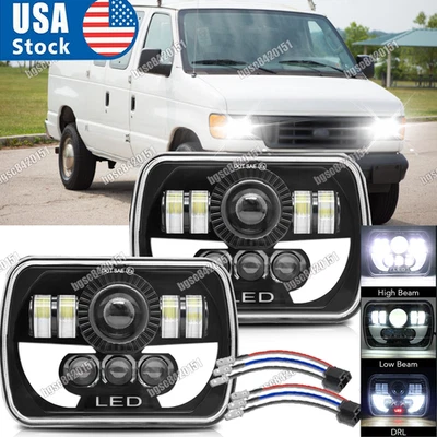 For Ford E-100 E-150 E-250 E-350 Econoline 5x7" inch LED Headlight Hi/Lo DRL - Image 1 of 4