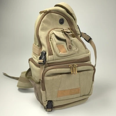 Promaster Adventure Sling Pack Camera Bag Khaki Green Canvas Backpack  - Image 1 of 4