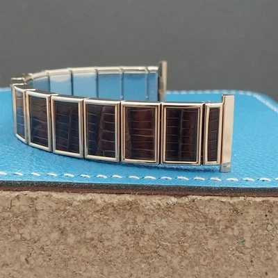 19mm 18mm 17mm Gold Filled & Alligator Classic Gemex 1950s Vintage Watch Band - Image 1 of 4