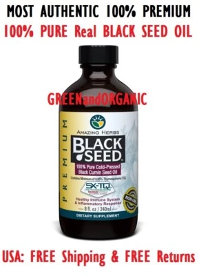 #1 Best BLACK SEED OIL 8 oz Black Cumin Seed Oil Kalonji Naturals Amazing Herbs - Image 1 of 2