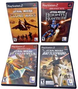 4 Star Wars PlayStation 2 Games Starfighter Battlefront Bounty Hunter Clone Wars - Picture 1 of 18