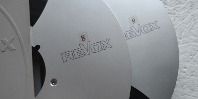 2 ReVox Spulen NAB Silver 26,5 10,5  Metal Reels M.Bandmaterial I.Schuber Int.65 • 100€