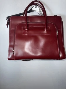 McKlein USA Deep Brown/ Red 15.6" Laptop Tablet Briefcase Case  Shoulder Strap - Picture 1 of 6