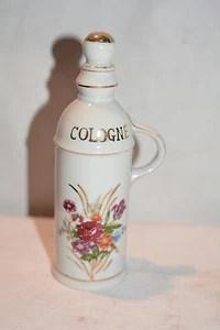 Antique Vintage COLOGNE Perfume China White Floral BOTTLE Jar Container Vanity - Picture 1 of 1