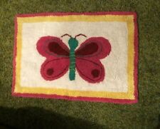 Vintage Spring Butterfly Latch Hook Rug Completed Large 30-1/2"x20-1/2" 