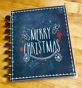 Xmas Chalkboard Snowflake Front/Back Cover Set 4 use w Happy Planner - Picture 1 of 4