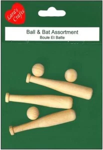 Lara's Wood Package Baseballs/Bats Set 6pc - Picture 1 of 1