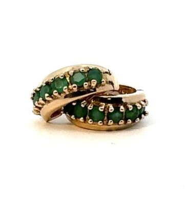 Ross Simons .925 Sterling Silver Emerald Stone Huggie Hoop Earrings 4.7g - Image 1 of 4