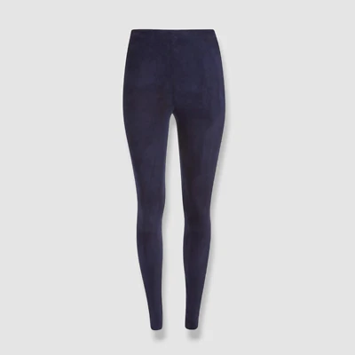 $795 Alice + Olivia Mujeres Azul Cuero Gamuza Maddox Cremallera Lateral Leggings Pantalones Talla 4 Foto 1 de 4