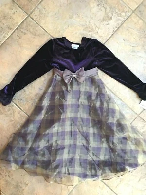 Bonnie Jean Girls NWT 10 Purple/gold bow dress VINTAGE Holidays/Christmas - Image 1 of 3