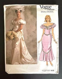 Vestido de novia/dama de honor con patrón de moda originales #1828 talla 12 sin cortar  - Imagen 1 de 4